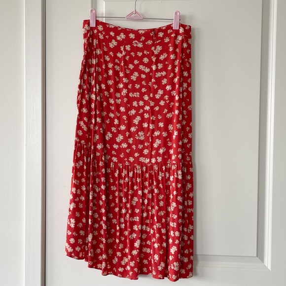 Madewell Ruffle-Wrap Midi Skirt in Happy Hibiscus - Picture 6 of 12
